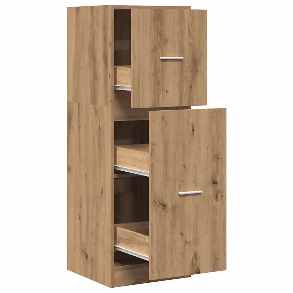 Mobiletto multifunzionale da farmacia per cucina e ufficio in rovere marrone L: 40 cm, P: 41 cm, H: 118 cm – 2