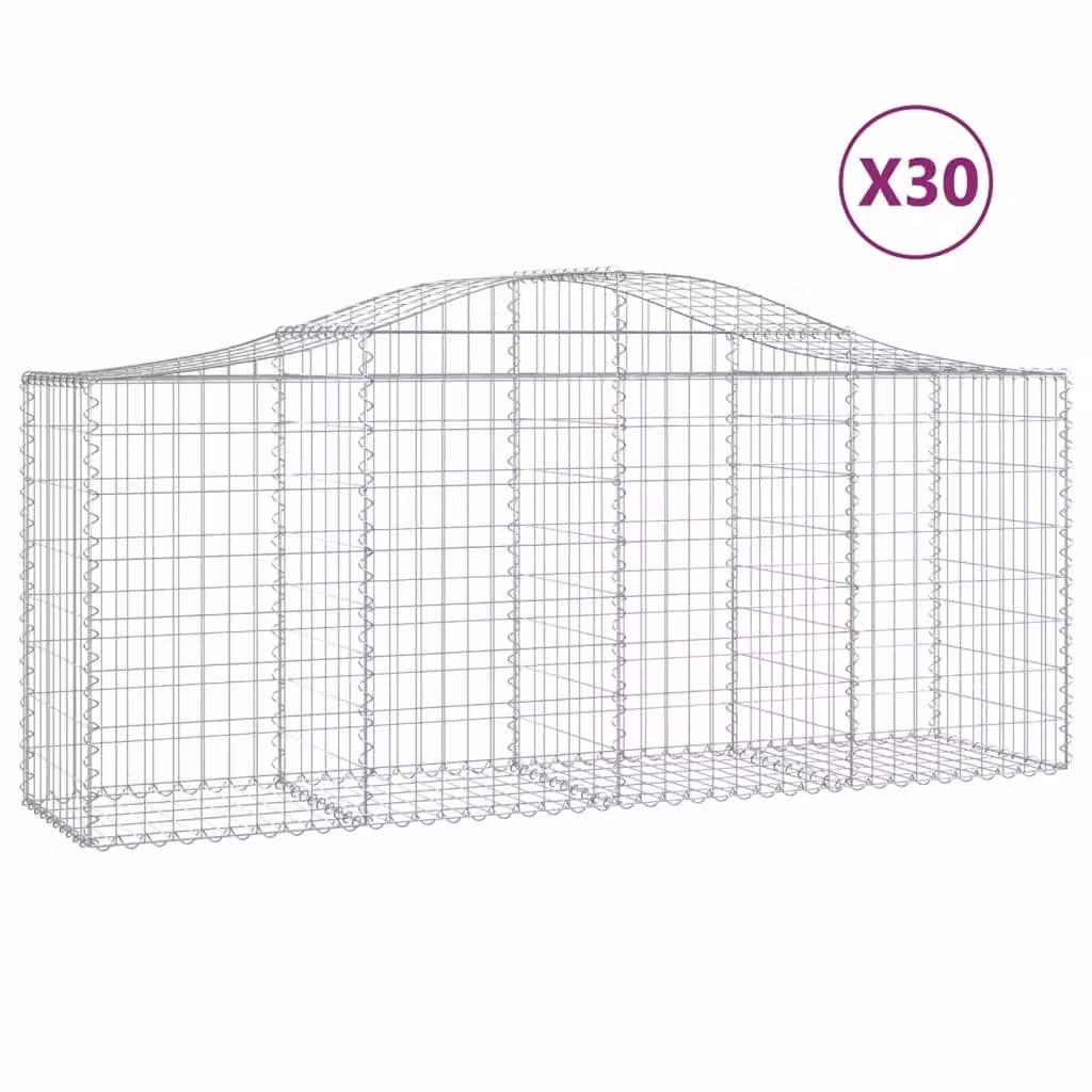 Cesti Gabbioni ad Arco 30 pz 200x50x80/100 cm Ferro Zincato