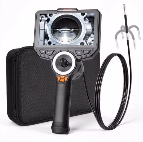 VEVOR Telecamera Endoscopica Articolata con Sonda da 3,9 mm, Luce, Rotazione a 360° in 4 Direzioni, Schermo IPS HD da 6'', Zoom 8x, Batteria da 7000 mAh e Cavo Impermeabile IP67, Colore Nero