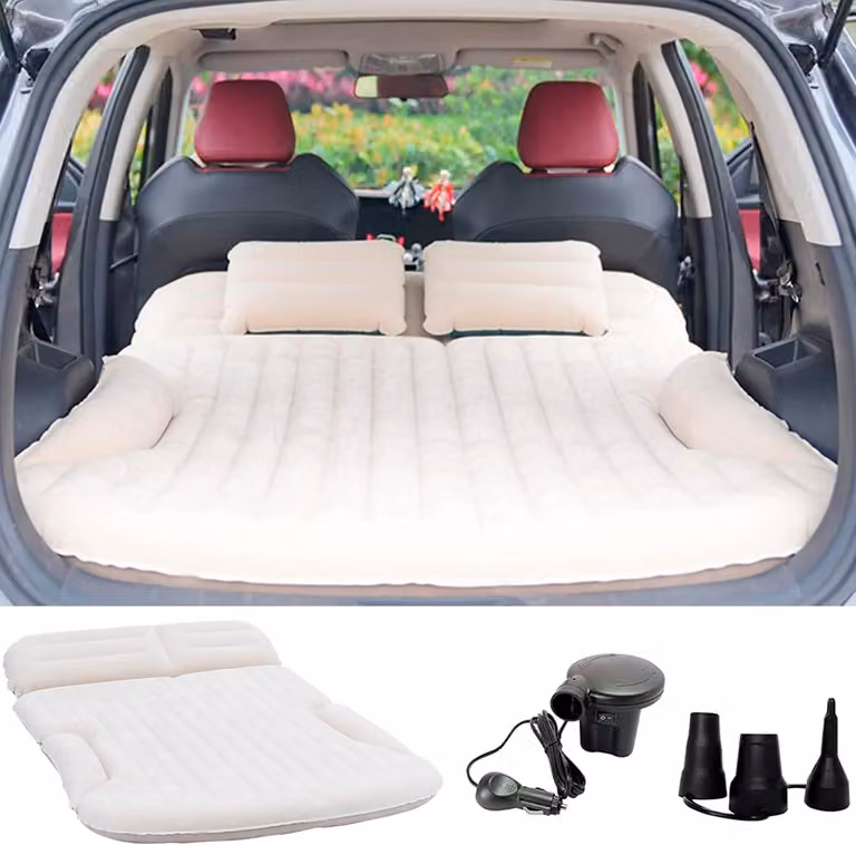 Materasso gonfiabile per SUV, realizzato in materiale floccato spesso, con 2 cuscini, capacità di carico di 260 kg, adatto per auto e campeggio
