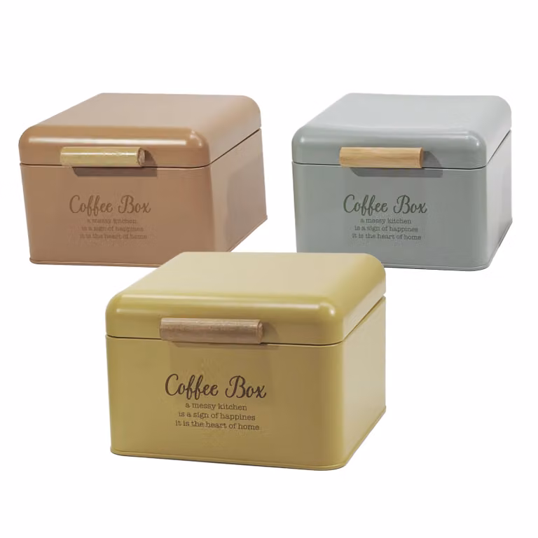 Gusto Casa Contenitore Portacapsule e Cialde in Metallo con Manico in Legno H: 14 cm, L: 20 cm, P: 20 cm