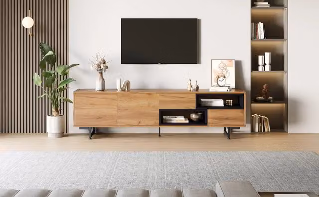 Mobile TV ¨C Minimal ¨C Legno truciolato colore legno 173x38x48 cm adatto per TV fino a 70 pollici