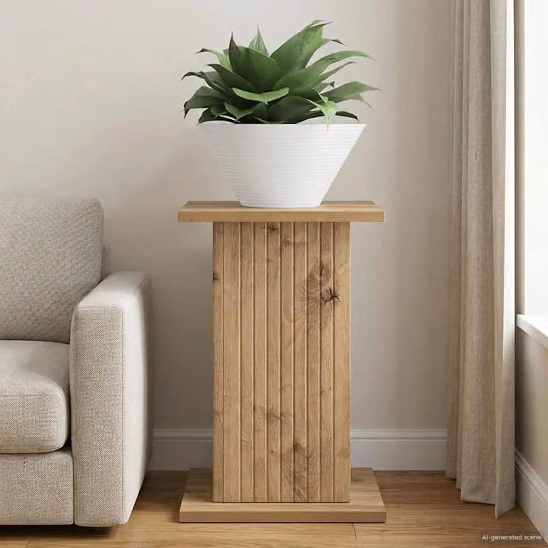 vidaXL Supporto per piante moderno in legno Rovere, Marrone, L 30,5 cm x P 30 cm x H 43 cm