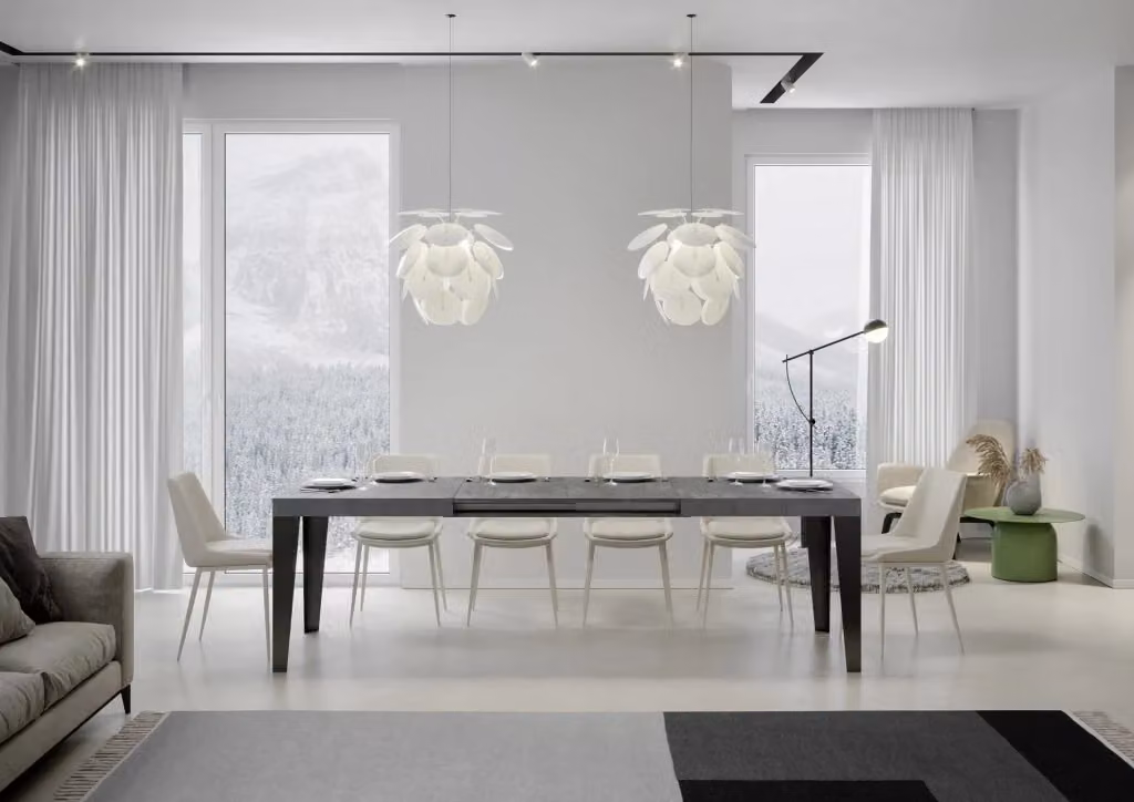 Tavolo allungabile Itamoby Flaris moderno con piano in composito effetto cemento e telaio antracite L: 200-304 cm, P: 90 cm, H: 77 cm – 2