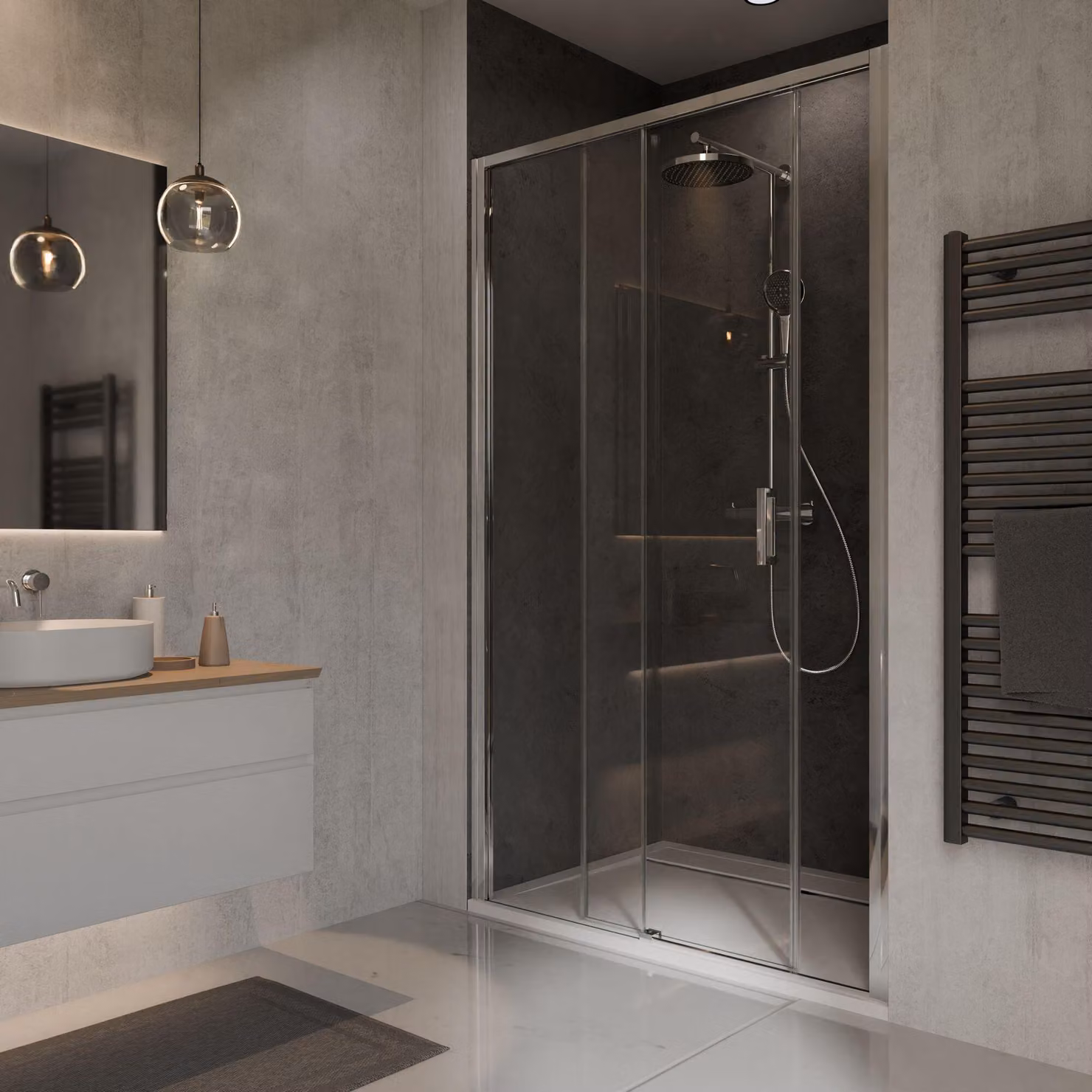 Cabina doccia Schulte Sunny 120 x 200 cm con porta scorrevole per nicchia, parete doccia in vetro di sicurezza temperato da 6 mm trasparente, profilo effetto cromo, senza battuta