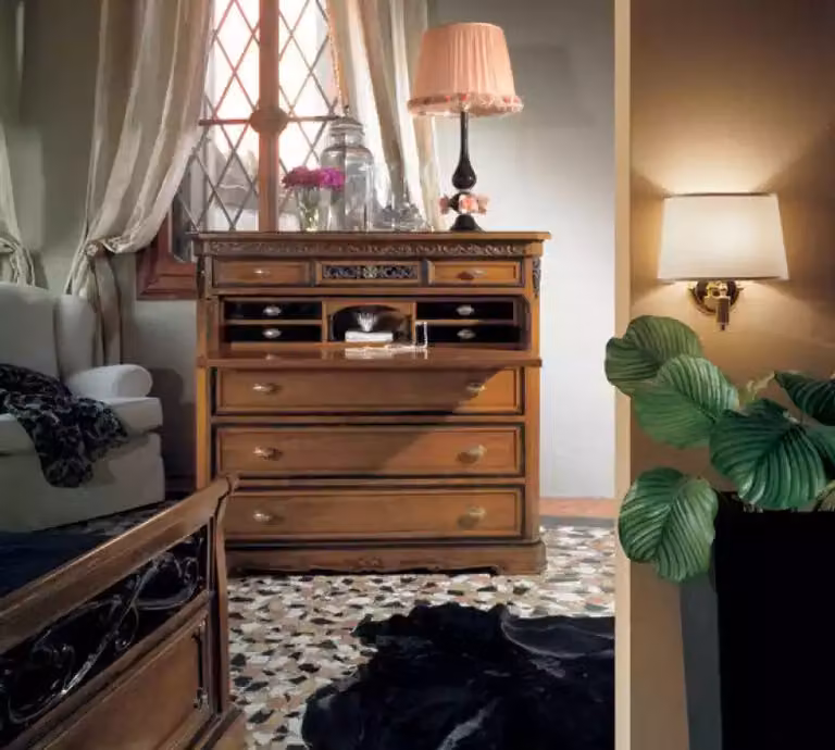 Design Möbel Schlafzimmer Luxus Braun Kommode mit Schubladen Holz