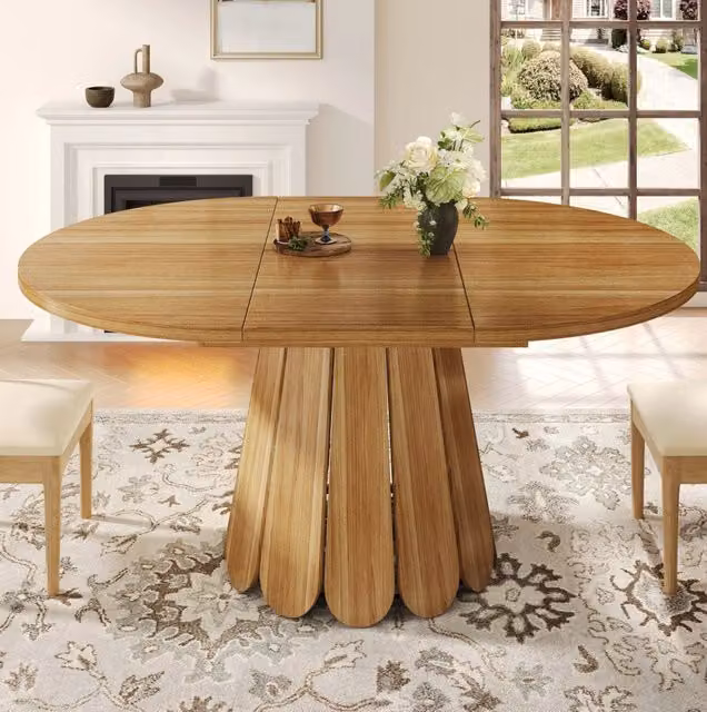 Tavolo da pranzo allungabile ULEVR 118-158x118x76,8 cm in MDF e metallo, marrone