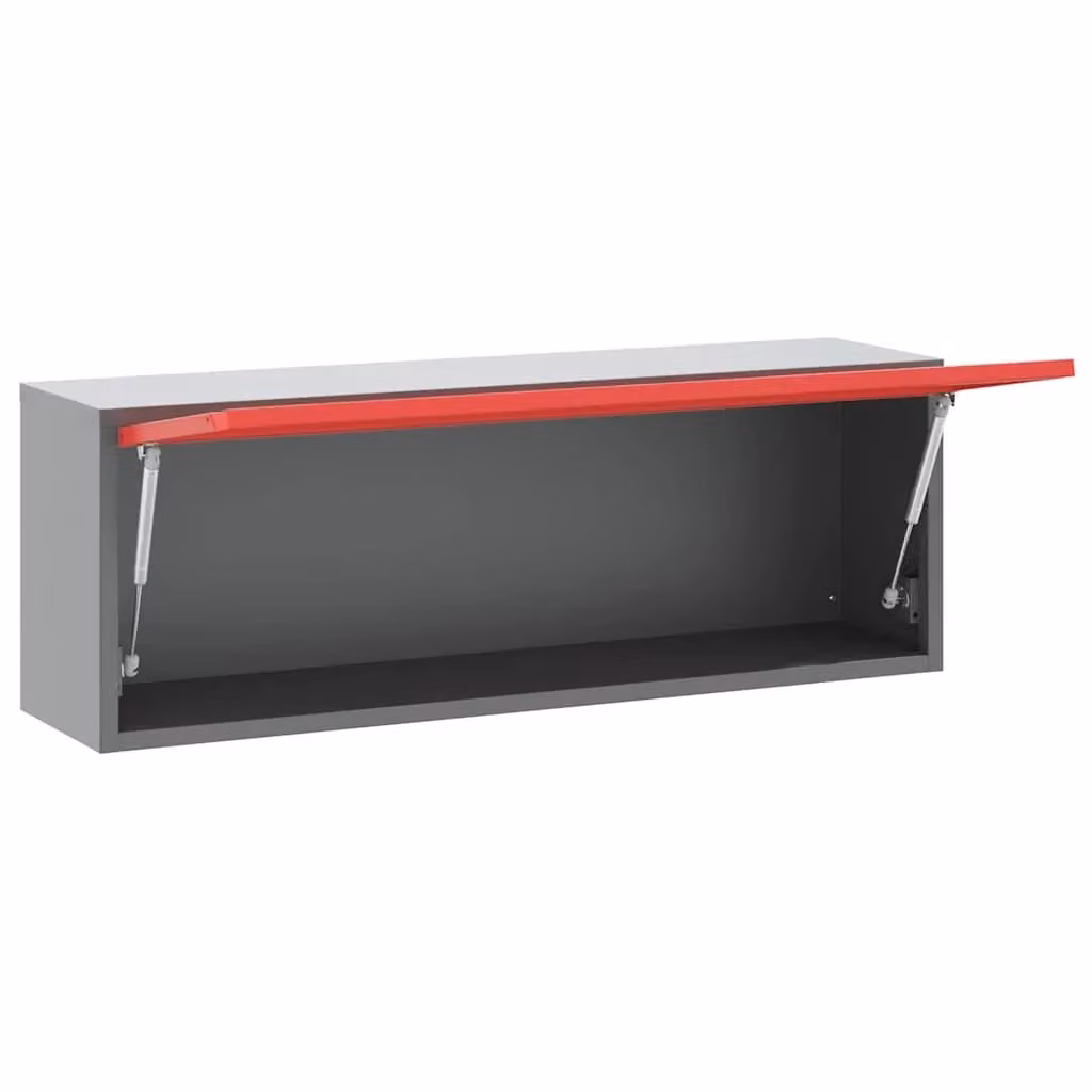 Mobiletto portautensili da garage in acciaio rosso e grigio con design urbano L: 100 cm, P: 25 cm, H: 35 cm – 2