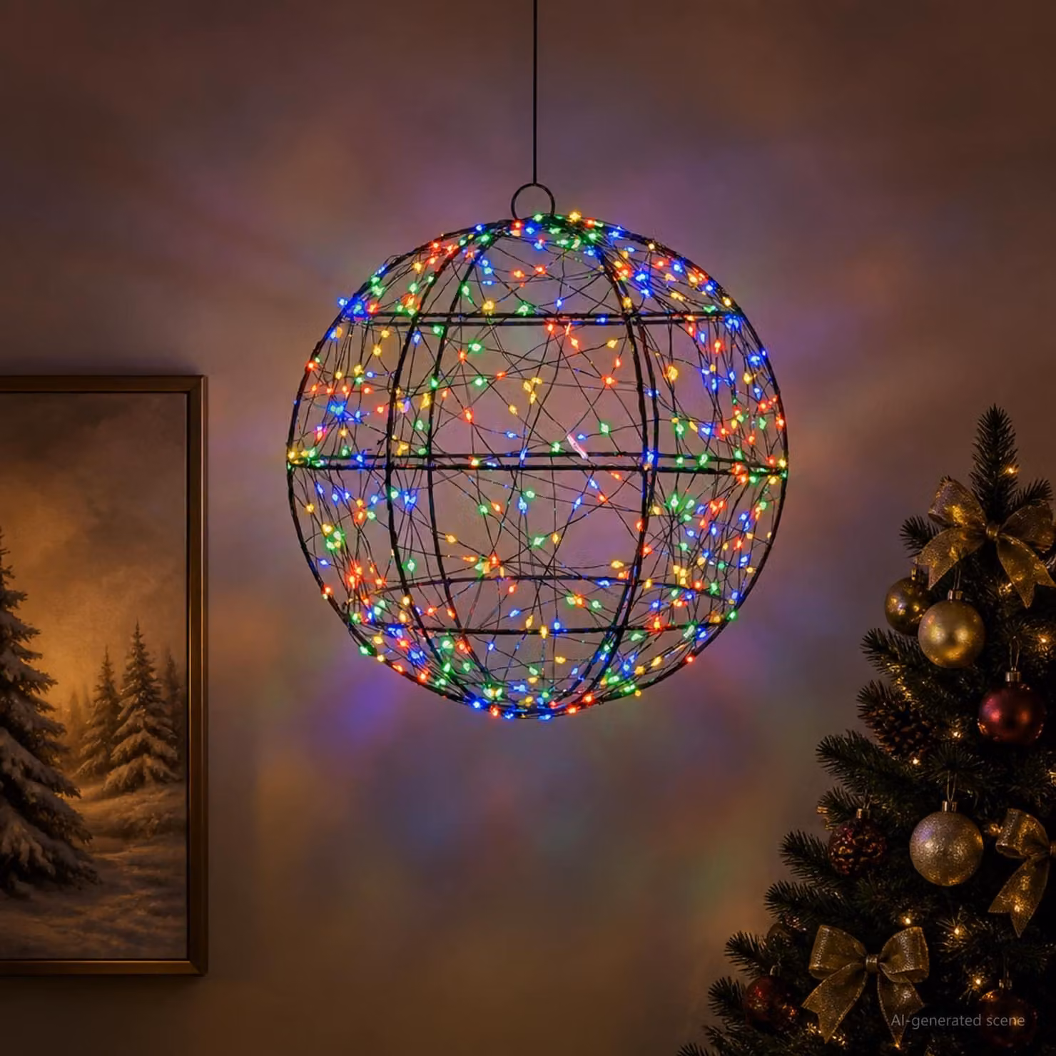 vidaXL Luce a punta di Natale 300 LED Multicolore Diametro 30 x 32 cm