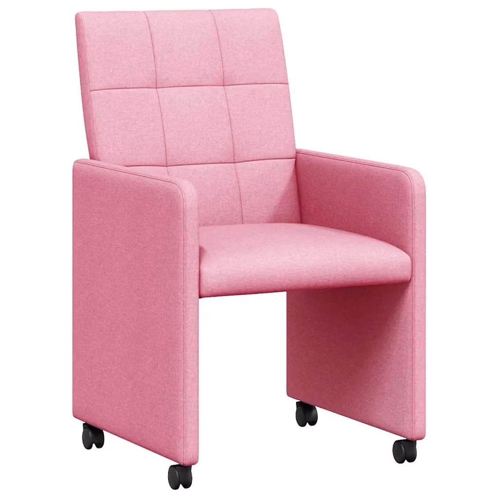 Set di 2 sedie da pranzo vidaXL con ruote in tessuto rosa L: 58 cm, P: 65 cm, H: 94 cm – 2