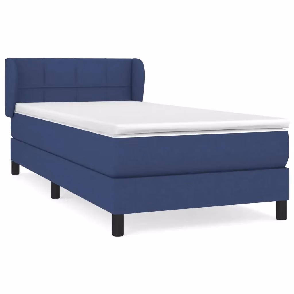 Letto Ibrido vidaXL con Giroletto a Molle e Materasso in Tessuto Blu e Bianco L/P/H: 90 x 200 x 88 cm – 2