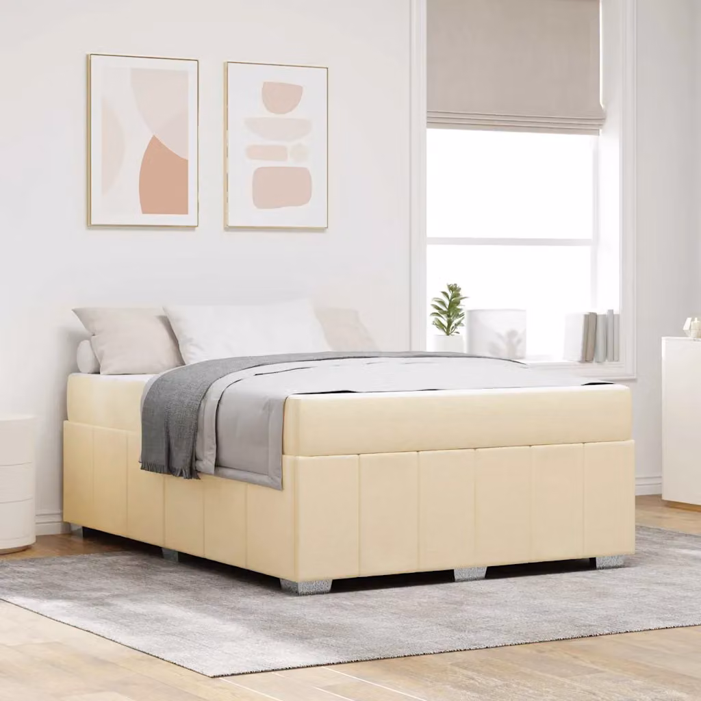 Struttura del letto con materasso vidaXL in tessuto beige, L 140 x P 200 cm
