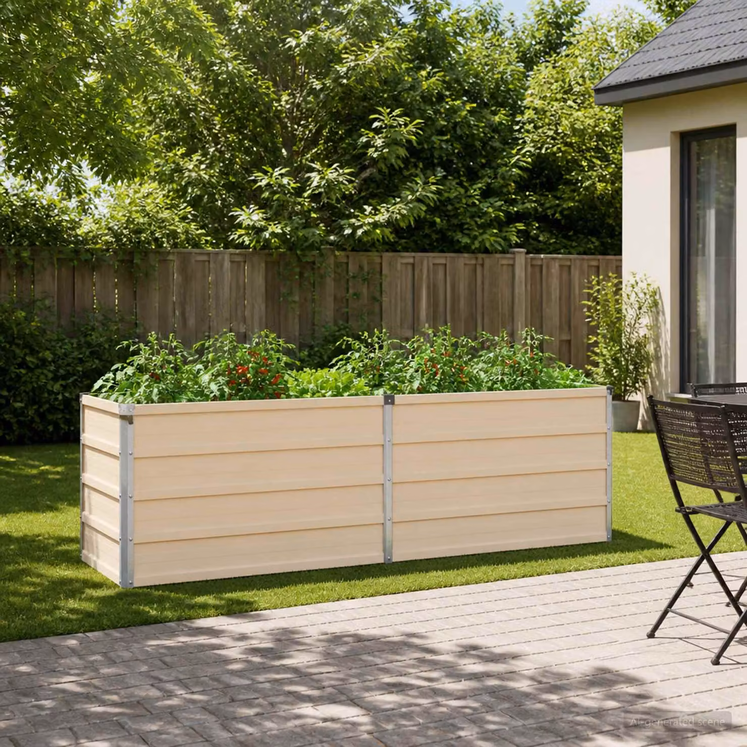 Letto rialzato da giardino vidaXL in metallo beige L: 160 cm, P: 40 cm, H: 55 cm