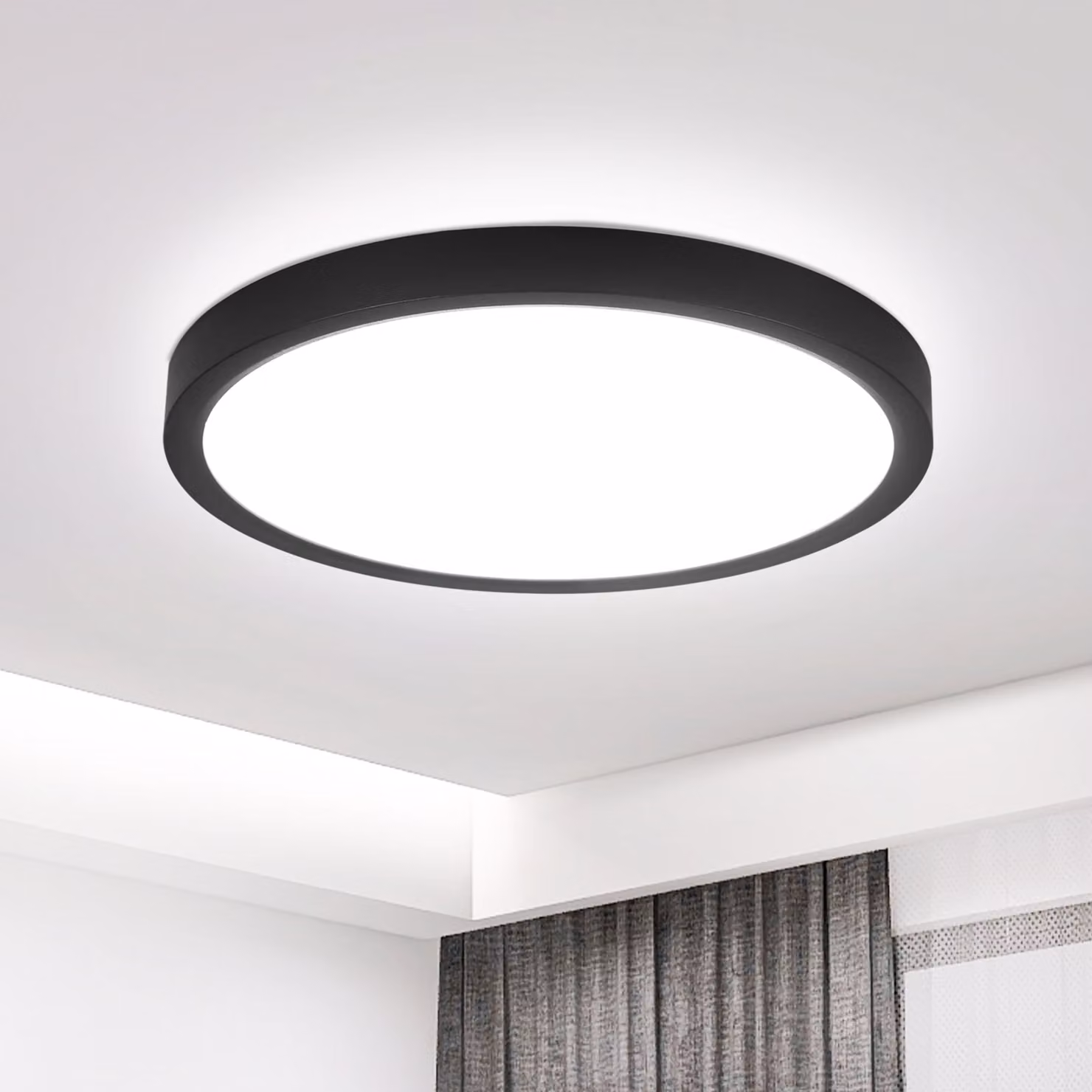 ZMH lampada da soffitto LED da bagno -15W nero corridoio lampada rotonda corridoio illuminazione soffitto freddo bianco bagno lampada piccola per cucina bagno camera da letto