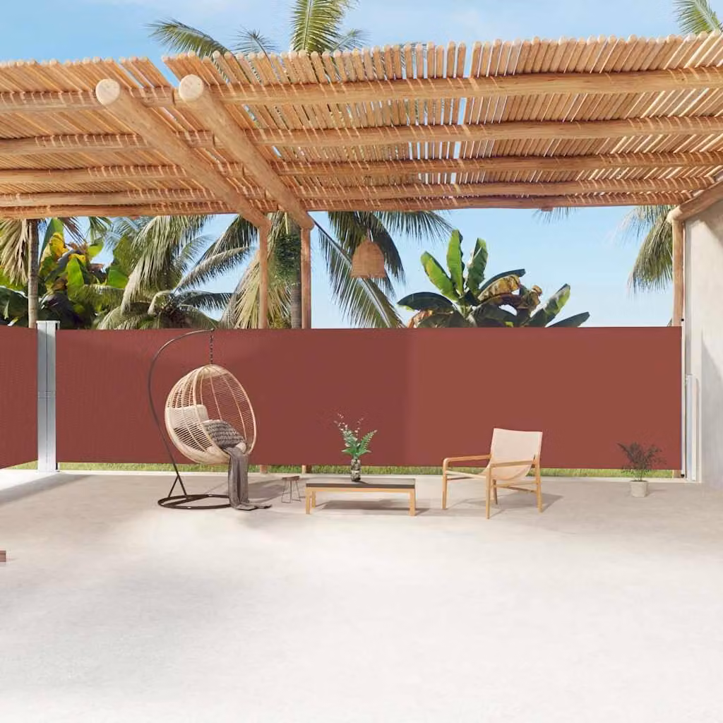 Tenda da sole laterale retrattile vidaXL in poliestere marrone L: 1200 cm, H: 180 cm
