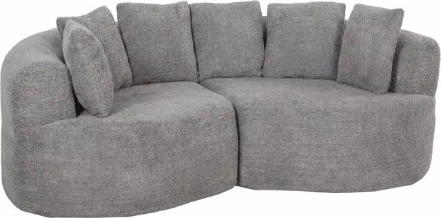 HOMCOM Divano 3 Posti Senza Struttura con Seduta Ampia, 6 Cuscini, Design Curvo, in Ciniglia, Grigio Chiaro   Aosom Italy