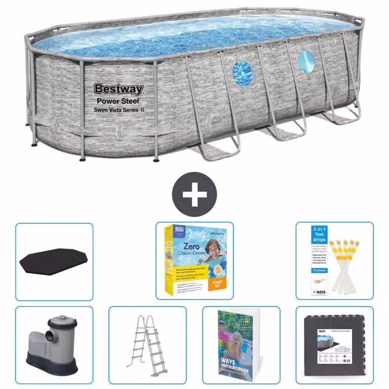 Bestway Power Steel, piscina ovale - 549x274x122 cm - composta da 6 parti, modello S607