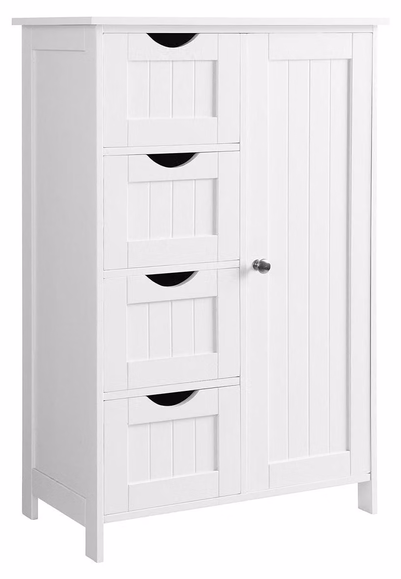 Mobiletto da bagno, armadietto contenitore, organizer, bianco, MDF, 55 x 82 x 30 cm