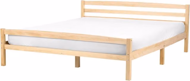 Letto matrimoniale in legno di pino chiaro 160 x 200 Testiera a doghe minimalista