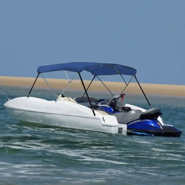 Bimini di Prua con Tendalino a 3 Archi-Tenda da Sole per Bimini di Prua Blu 183x196x137 cm