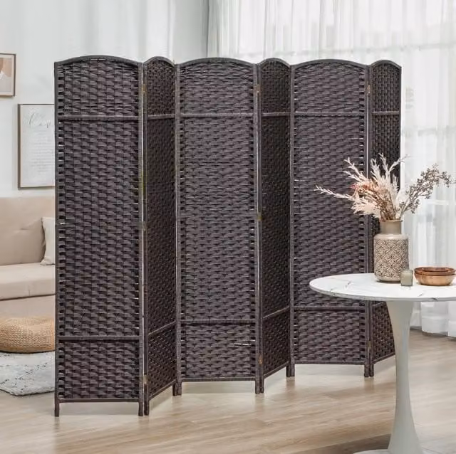 Paravento pieghevole ULEVR marrone 240x170 cm in legno e tessuto di polipropilene, divisorio per ambienti