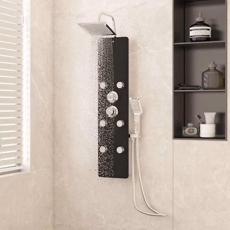 vidaXL Pannello Doccia Singolo in Vetro Trasparente con Profilo Nero L/P/H: 25 x 47,5 x 130 cm