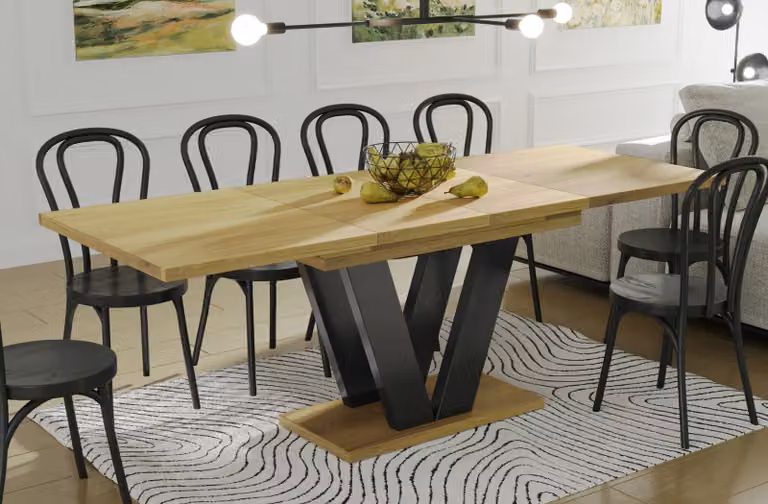 Tavolo da pranzo a colonna Endo-Moebel Lara 130cm - 210cm allungabile sincrono (rovere naturale)