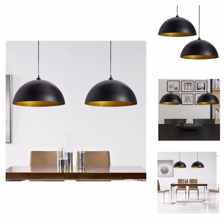 vidaXL Plafoniera 2 pz. Emisferica regolabile in altezza nera - Lampade