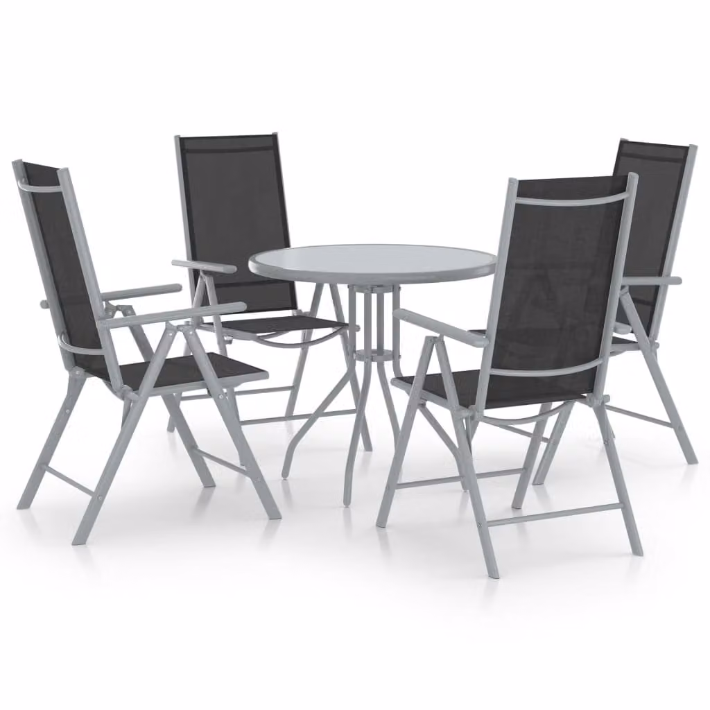 The Living Store Set da pranzo da giardino 5 pezzi in alluminio e textilene argento