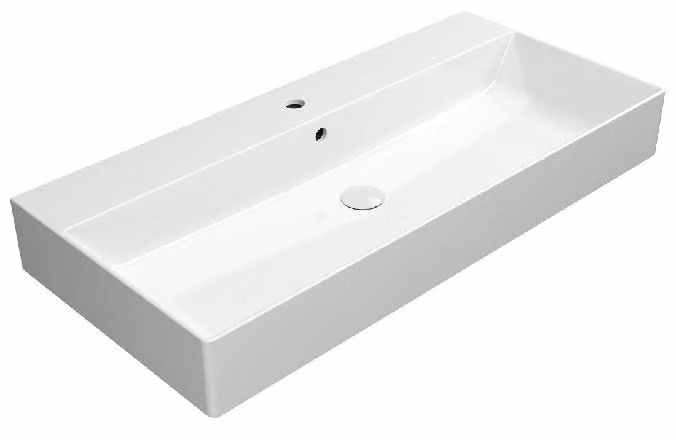 Sapho GSI Kube X - Lavabo 1000x470 mm, con sfioratore, foro per rubinetto, ExtraGlaze, bianco 9423111