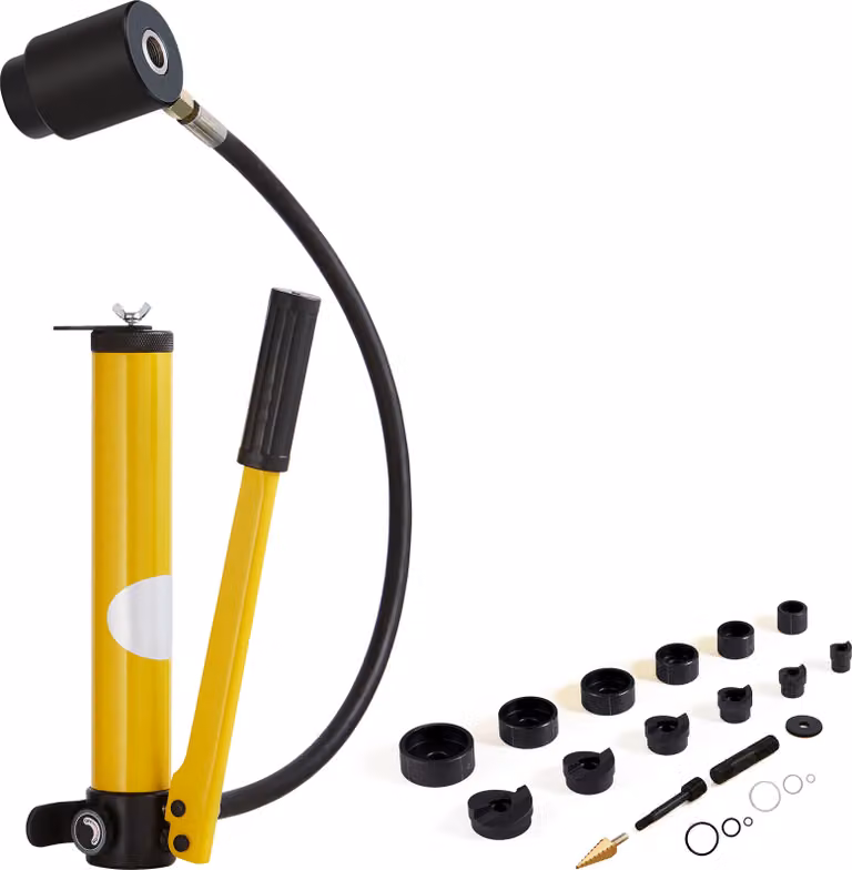 SucceBuy Set di punzoni idraulici da 10 tonnellate, tagliatubi da 1/2" a 2", 6 matrici, strumenti per la punzonatura della lamiera per alluminio, acciaio inox, plastica