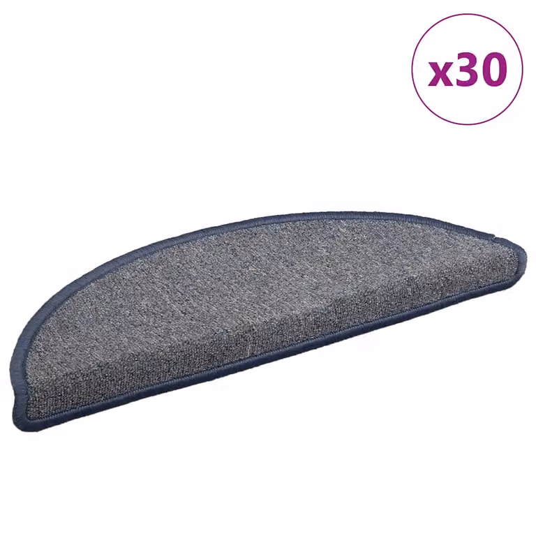 Set di 30 tappetini per scale semicircolari vidaXL, antiscivolo e autoadesivi, grigio chiaro e blu, L: 56 cm, P: 17 cm, H: 3 cm