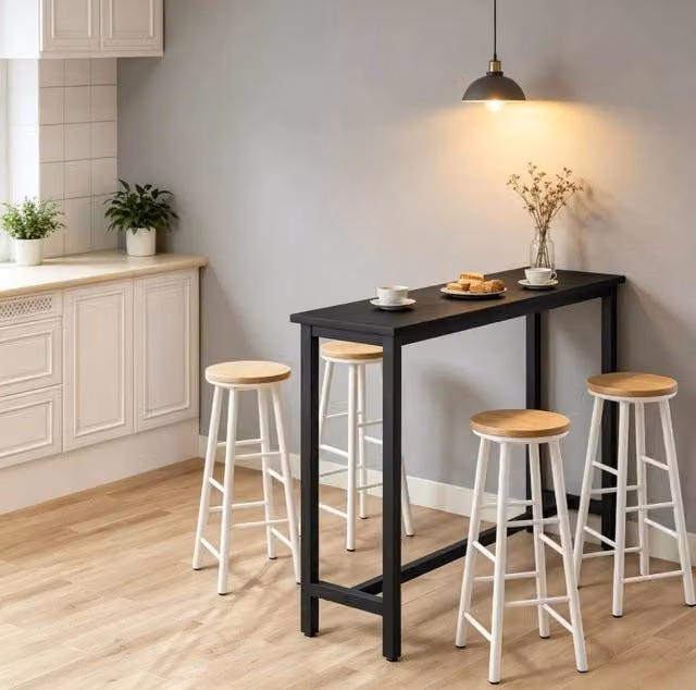 Tavolo Bar in MDF e Metallo 140x100x40 cm con Struttura Robusta e Piedini Regolabili