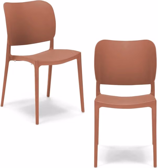 Set di 2 sedie impilabili Redokasa Orbita in polipropilene color Terracotta con design moderno e resistenza ai raggi UV