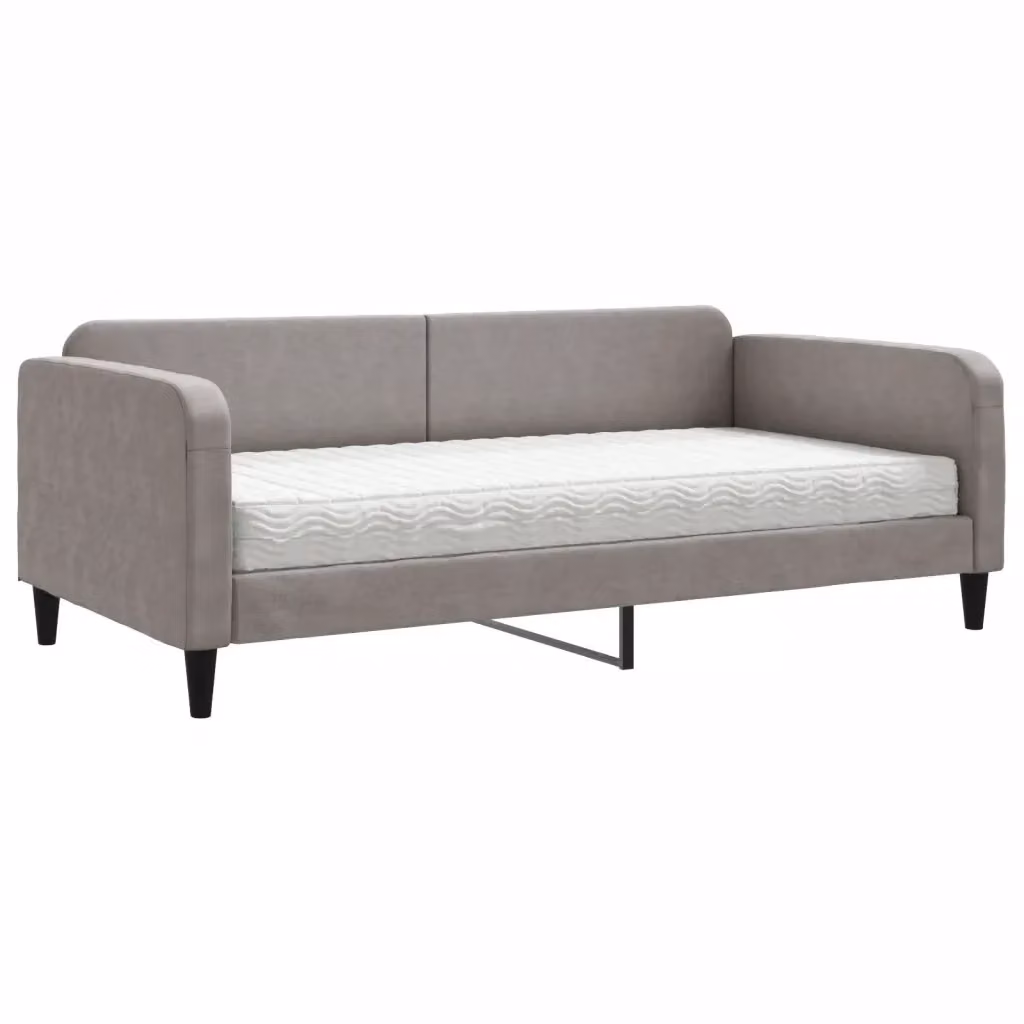 Divano Letto Moderno vidaXL in Tessuto con Materasso in Schiuma, Grigio o Beige, L: 223 cm, P: 110 cm, H: 75 cm – 2