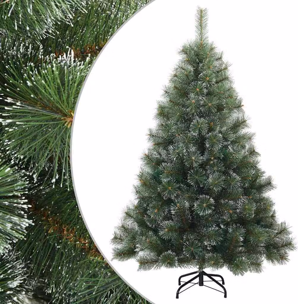 Albero di Natale artificiale con giunto, color verde, ricoperto di neve, altezza 120 cm