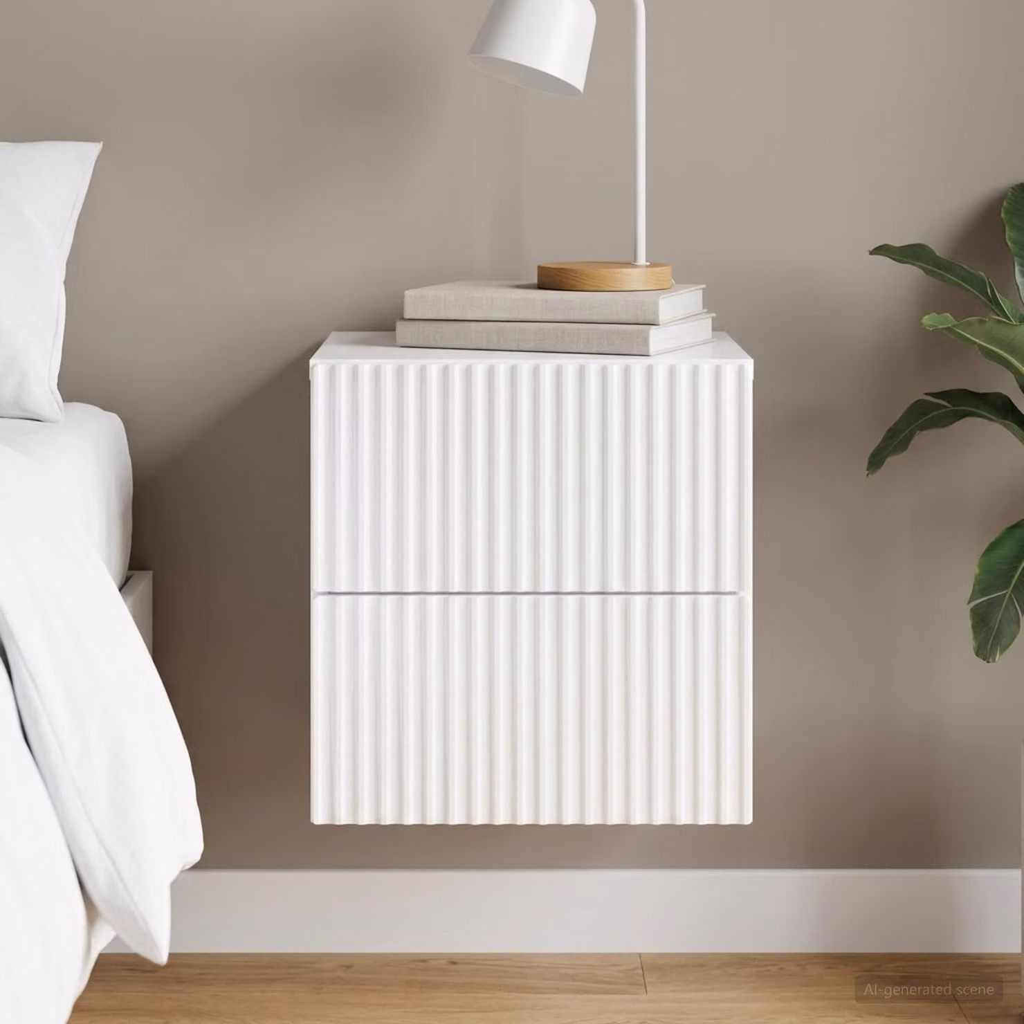 vidaXL Mobiletto da notte sospeso Bianco Lucido L 33 cm x P 34,5 cm x H 40 cm