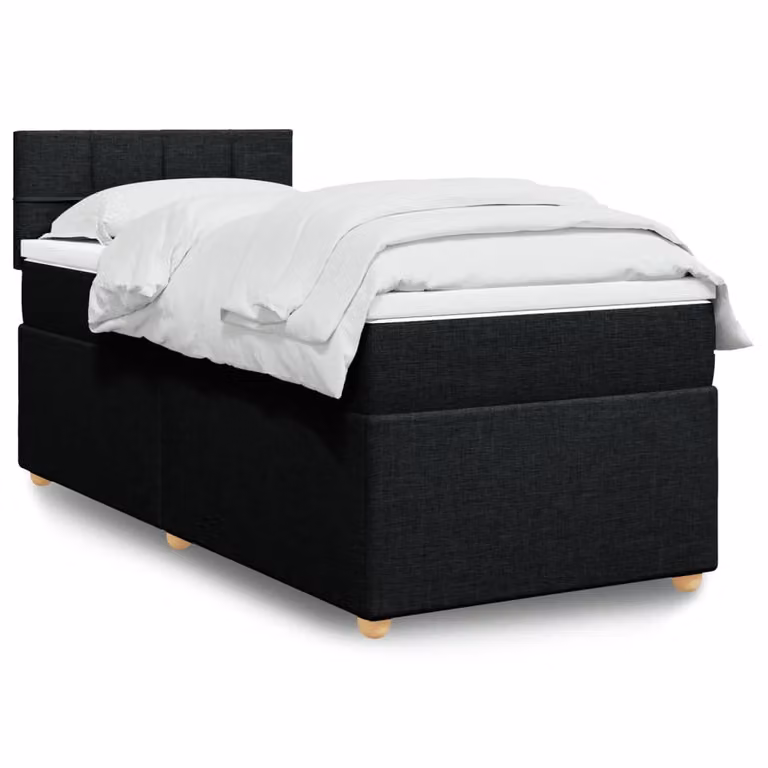 Letto Ibrido Singolo con Materasso vidaXL in Tessuto Nero, L 90 x P 190 cm