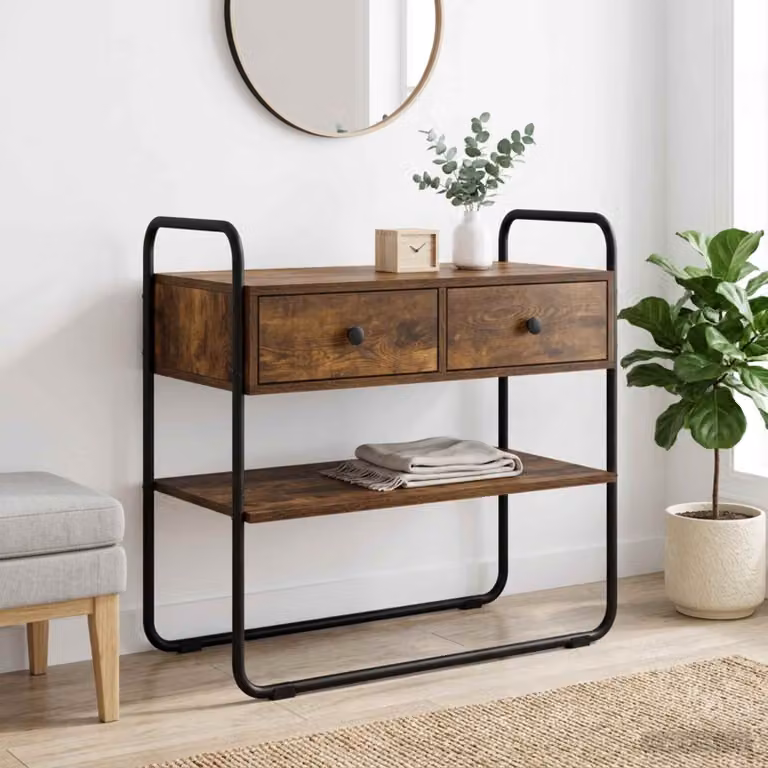 vidaXL Tavolo consolle moderno in rovere fumo L: 80 cm, P: 40 cm, H: 75 cm