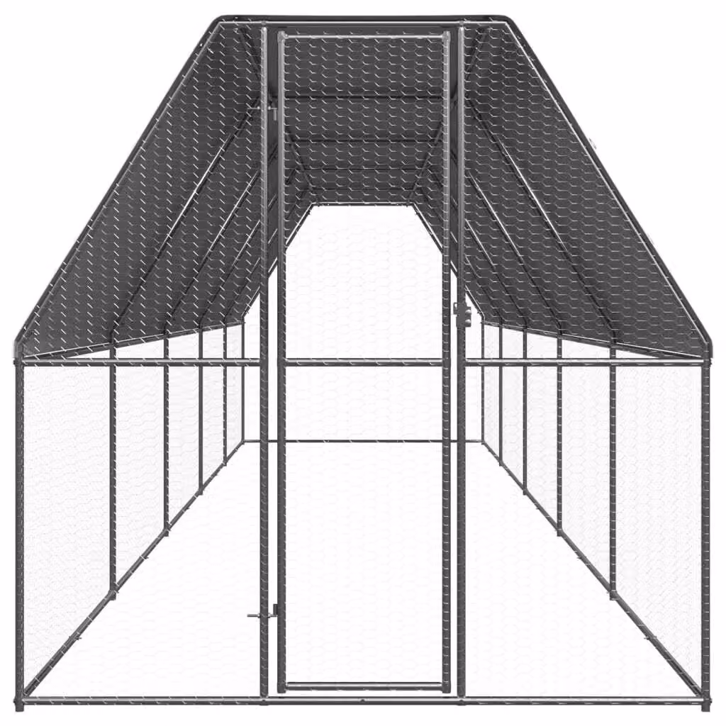 Gabbia per Polli da Esterno 2x10x2 m in Acciaio Zincato