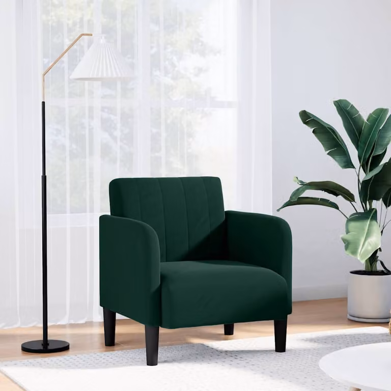 vidaXL Poltrona con Braccioli in Velluto Verde con Design Moderno