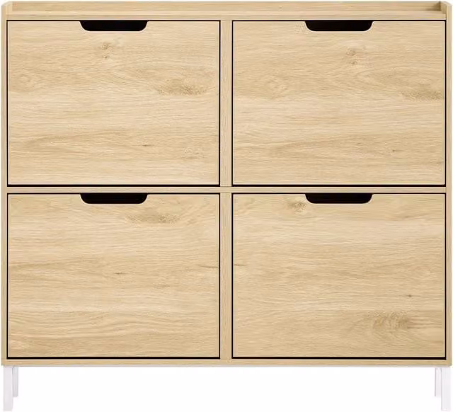 Scarpiera da ingresso salvaspazio SOBUY beige con ante a ribalta e design moderno L: 100 cm, P: 19 cm, H: 90 cm