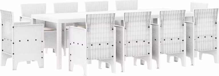 Set da Pranzo per Giardino 11 pcs Bianco Polipropilene