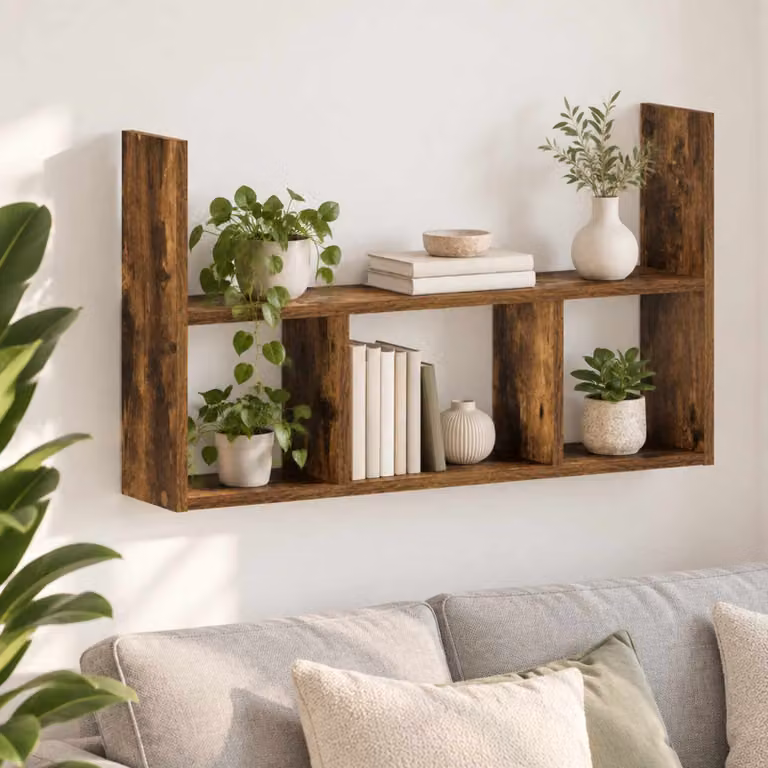 Scaffale da parete moderno vidaXL in rovere fumo L: 78,5 cm, P: 17 cm, H: 45 cm