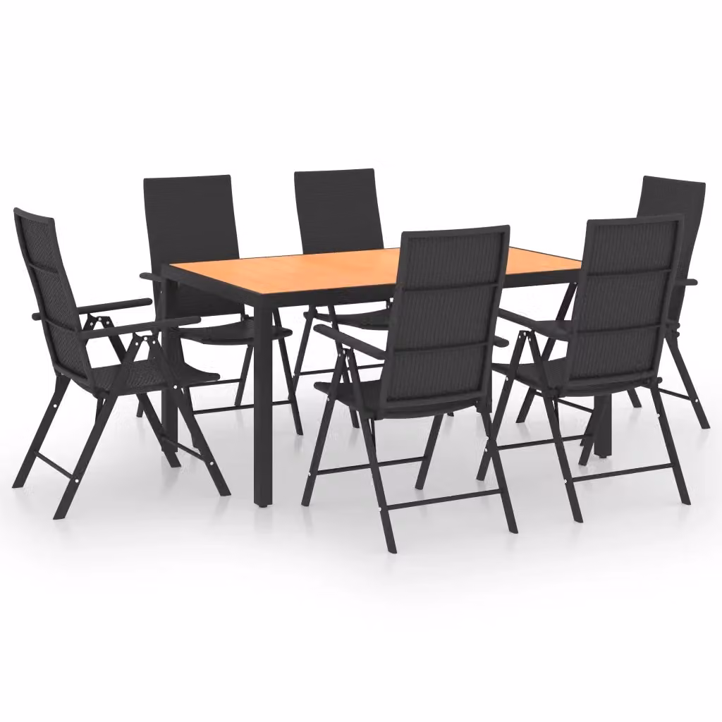 Set da Pranzo da Giardino vidaXL in Polyrattan 7 Pezzi Nero e Marrone – 2