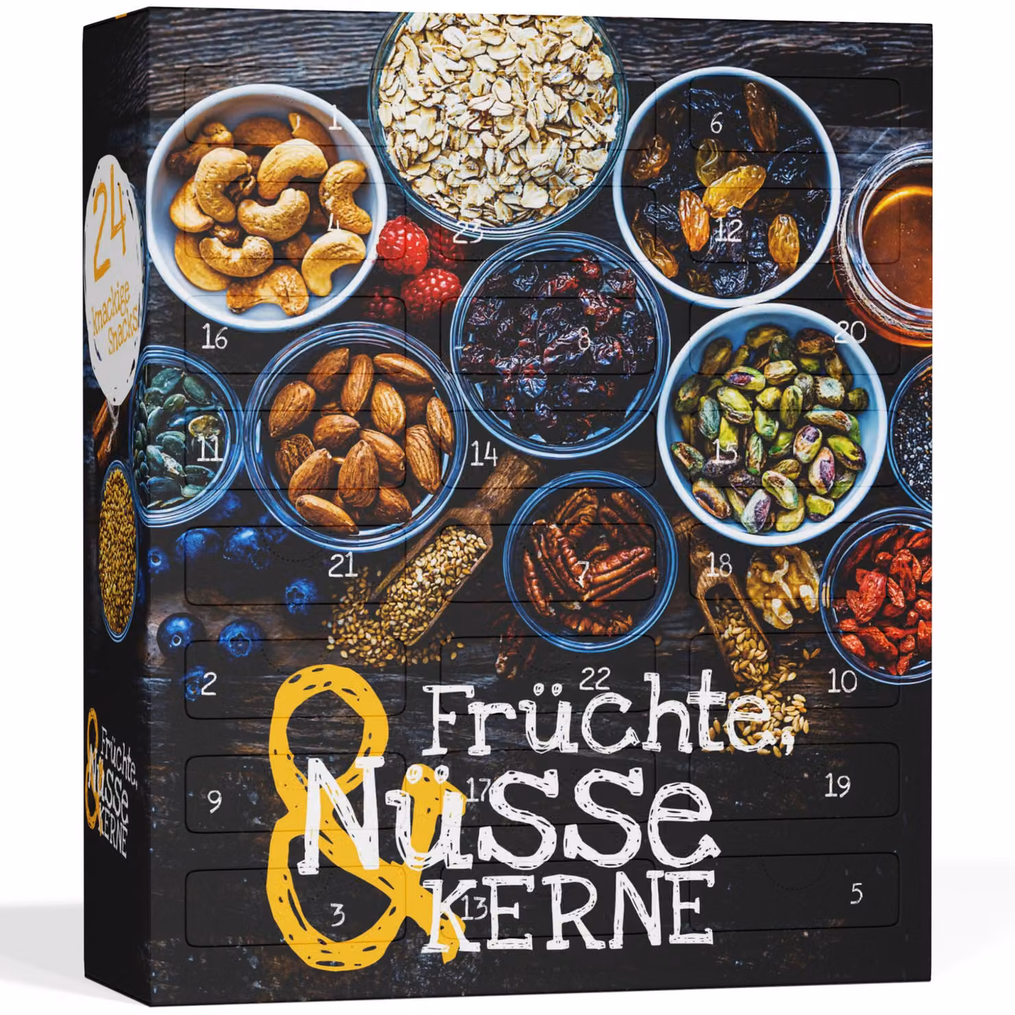 BOXILAND® frutta noci & semi avvento 2026 bio, 24 snack, mix di noci