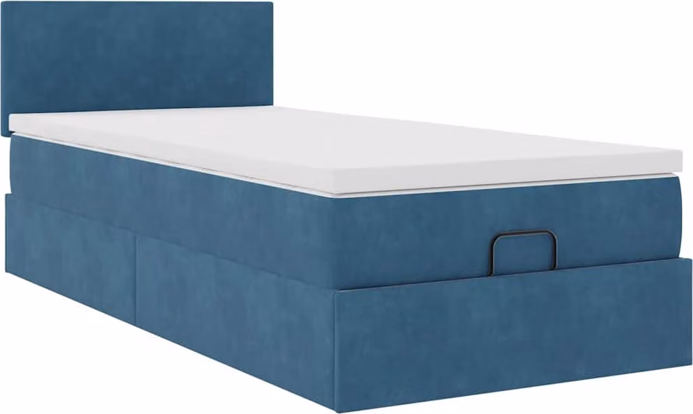 Struttura Letto Pouf con Materasso 90x200 cm in Velluto