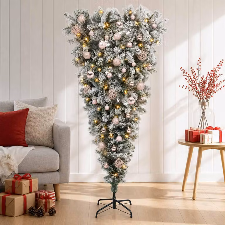 Albero di Natale artificiale rovesciato con cerniere, altezza 150 cm
