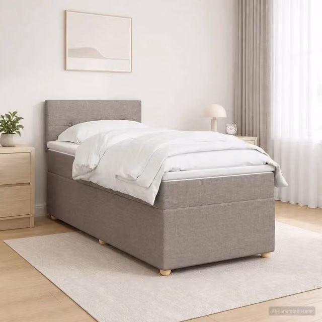 Letto box spring con materasso Tortora 80 x 200 cm Tessuto 3450829