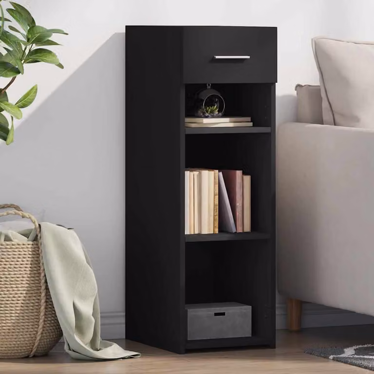 Credenza moderna vidaXL nera in legno e MDF da appendere a parete L 30 cm x P 42,5 cm x H 93 cm